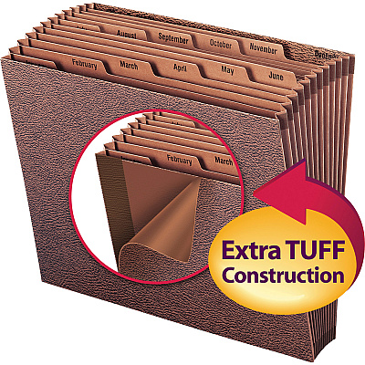 Smead TUFF Expanding File, Monthly (Jan.-Dec.) 12 Pockets, Letter Size, Redrope-Printed Stock (SMD70488)