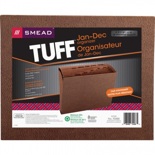 Smead TUFF Expanding File, Monthly (Jan.-Dec.) 12 Pockets, Letter Size, Redrope-Printed Stock (70488)