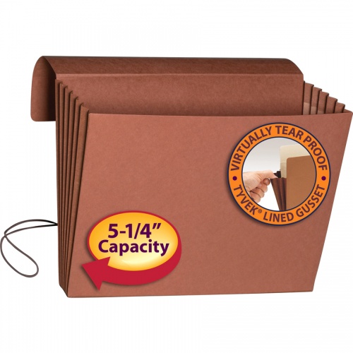Smead Expanding Wallet, 5-1/4" Expansion, Flap and Cord Closure, Extra Wide Letter Size, Redrope, 10 per Box (71186)