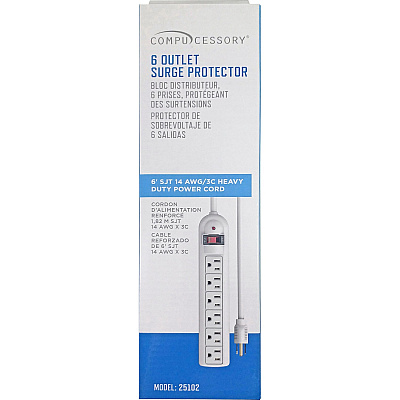 Compucessory 6-Outlet Strip Office Surge Protector (CCS25102)