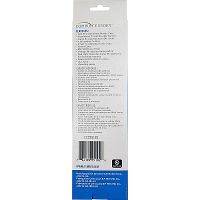 Compucessory 6-Outlet Strip Office Surge Protector (CCS25102)