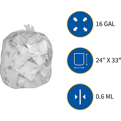Genuine Joe Clear Trash Can Liners (GJO01011)