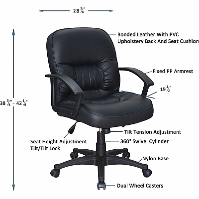 Lorell Tufted Managerial Mid-Back Office Chair (LLR60115)