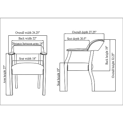 Lorell Berkeley Series Traditional Captain Side Chair (LLR60600)