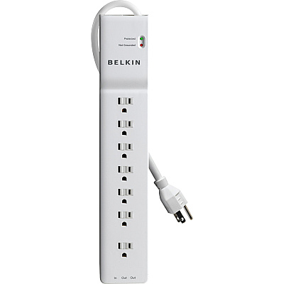 Belkin 7 Outlet Power Strip Surge Protector with 6ft Power Cord - 2320 Joules - White (BLKBE10720006)