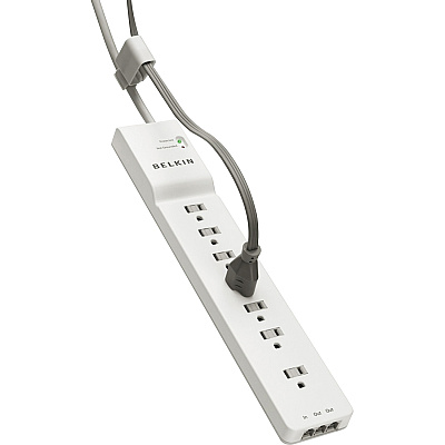 Belkin 7 Outlet Power Strip Surge Protector with 6ft Power Cord - 2320 Joules - White (BLKBE10720006)