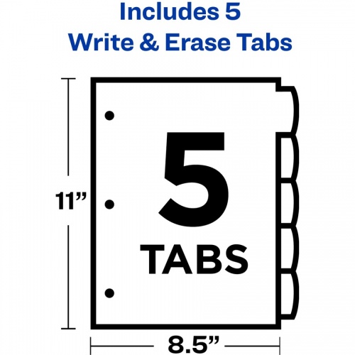 Avery Big Tab Write & Erase Durable Dividers, 5 Multicolor Tabs (16170)