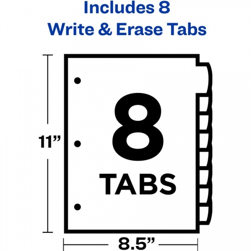 Avery Big Tab Write & Erase Durable Plastic Dividers, 8 Multicolor Tabs, 1 Set (16171)