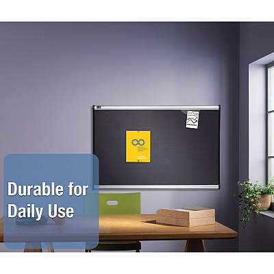 Quartet Prestige Diamond Mesh Fabric Bulletin Board, 3' x 2', Gray with Aluminum Frame (QRTB443A)