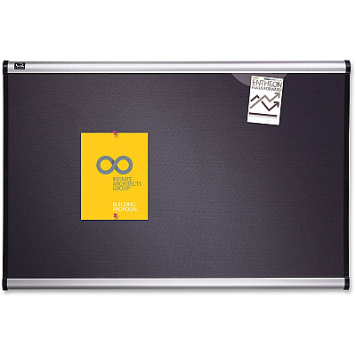 Quartet Prestige Diamond Mesh Fabric Bulletin Board, 3' x 2', Gray with Aluminum Frame (QRTB443A)