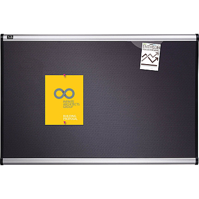 Quartet Prestige Diamond Mesh Fabric Bulletin Board, 3' x 2', Gray with Aluminum Frame (QRTB443A)