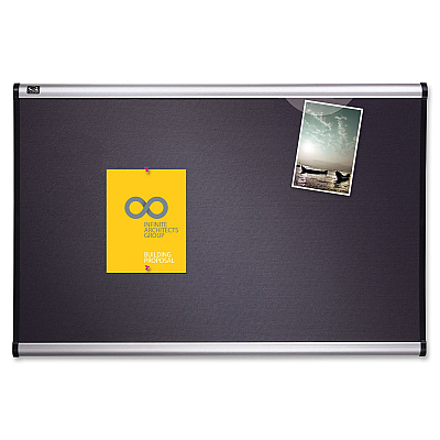 Quartet Prestige Diamond Mesh Fabric Bulletin Board, 3' x 2', Gray with Aluminum Frame (QRTB443A)