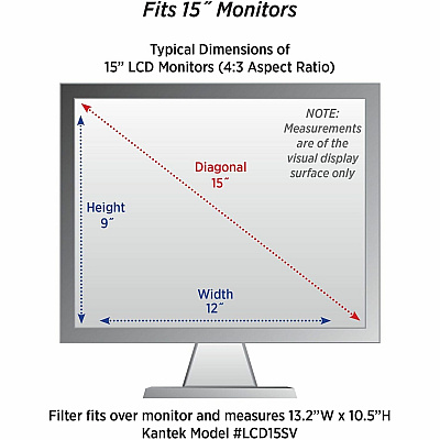 Kantek LCD Protective Privacy / Anti-Glare Filters (KTKLCD15SV)