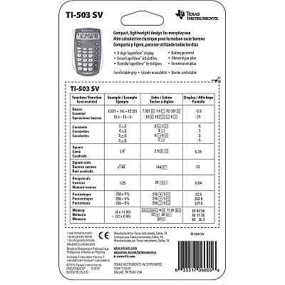 Texas Instruments TI503 SuperView Pocket Calculator (TEXTI503SV)