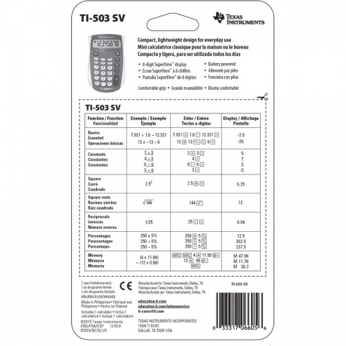 Texas Instruments TI503 SuperView Pocket Calculator (TI503SV)