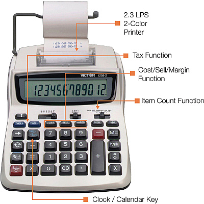 Victor 1208-2 12 Digit Compact Commercial Printing Calculator