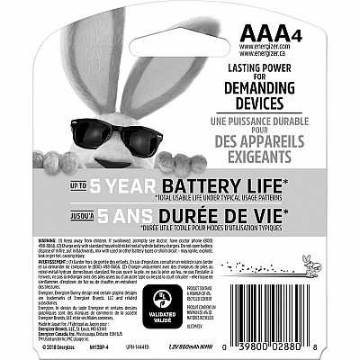 Energizer Recharge Power Plus Rechargeable AAA Batteries, 4 Pack (EVENH12BP4)