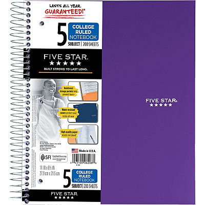 Mead Five-Star Wirebound 5-Subject Notebook (MEA06208)