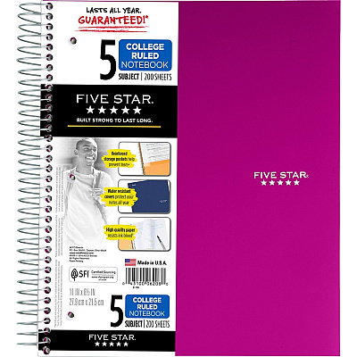 Mead Five-Star Wirebound 5-Subject Notebook (MEA06208)