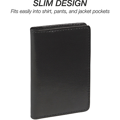 Samsill 81220 Regal Leather Business Card Holder, Case Holds 25 Business, Black (SAM81220)