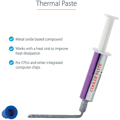 StarTech Thermal Paste, Metal Oxide Compound, Re-sealable Syringe (1.5g), Cpu Heat Sink Thermal Grease Paste (SILVGREASE1)