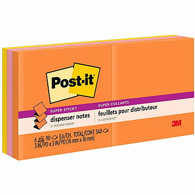 Post-it Super Sticky Dispenser Notes - Energy Boost Color Collection (MMMR3306SSUC)