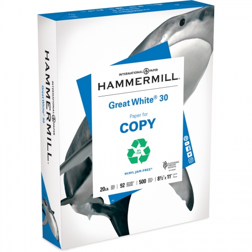 Hammermill Paper for Copy 8.5x11 Laser, Inkjet Recycled Paper - White - Recycled - 30% Recycled Content (86700)