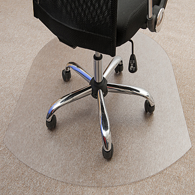 Cleartex Polycarbonate Contoured Chair Mat for Carpets up to 1/2" - 39 x 49" (FLR119923SR)