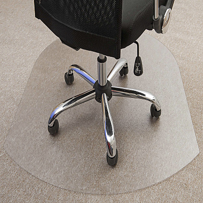 Cleartex Polycarbonate Contoured Chair Mat for Carpets up to 1/2" - 39 x 49" (FLR119923SR)