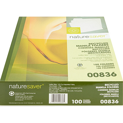 Nature Saver 1/3 Tab Cut Letter Recycled Top Tab File Folder (NAT00836)