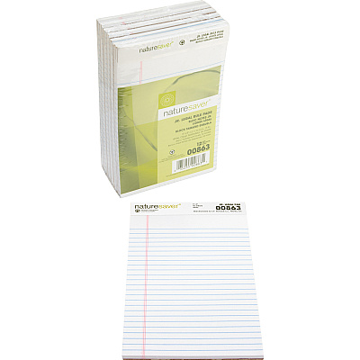 Nature Saver 100% Recycled White Jr. Rule Legal Pads - Jr.Legal (NAT00863)