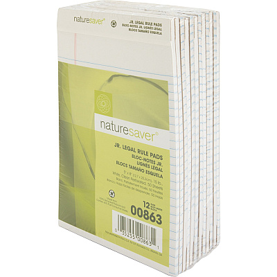 Nature Saver 100% Recycled White Jr. Rule Legal Pads - Jr.Legal (NAT00863)