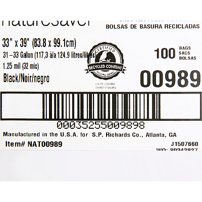 Nature Saver Black Low-density Recycled Can Liners (NAT00989)
