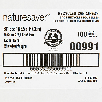 Nature Saver Black Low-density Recycled Can Liners (NAT00991)