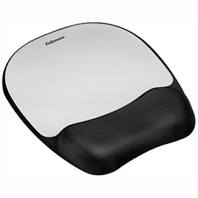 Fellowes Memory foam Mouse Pad/Wrist Rest- Silver Streak (FEL9175801)