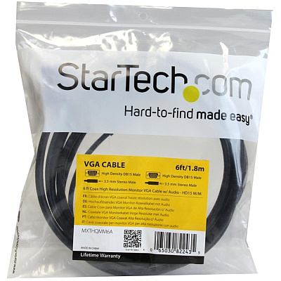 StarTech 6 Ft High Res Monitor Vga Cable W/ Audio (MXTHQMM6A)
