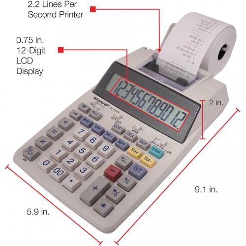 Sharp EL-1750V 12 Digit Printing Calculator