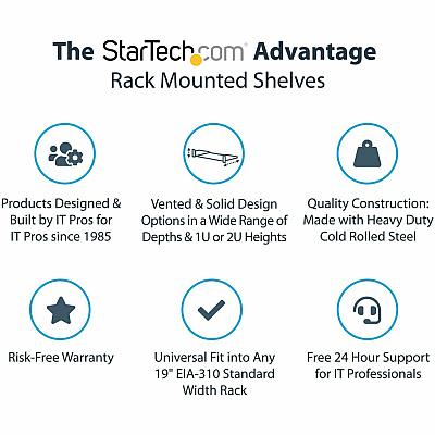 StarTech 19in Universal Server Rack Cabinet Shelf (CABSHELF)