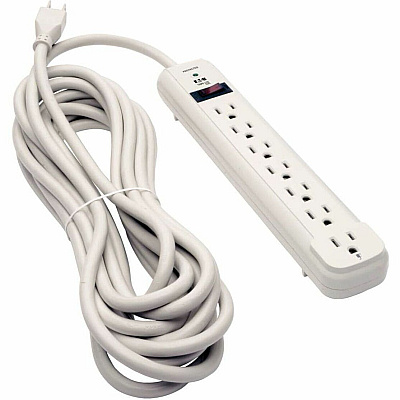 Eaton Tripp Lite Series Protect It! 7-Outlet Surge Protector, 25 ft. Cord, 1080 Joules, Diagnostic LED, Light Gray Housing (TLP725)