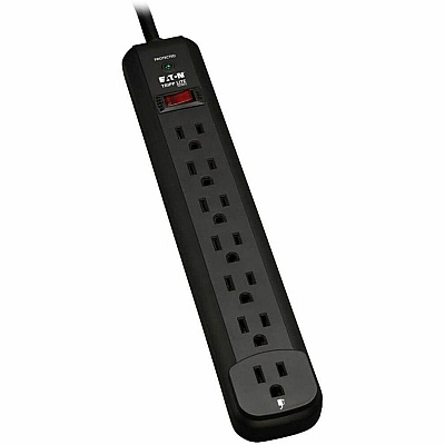 Eaton Tripp Lite Series Protect It! 7-Outlet Surge Protector, 12 ft. Cord, 1080 Joules, Diagnostic LED, Black Housing (TLP712B)