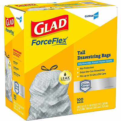 CloroxPro ForceFlex Tall Kitchen Drawstring Trash Bags (CLO70427)