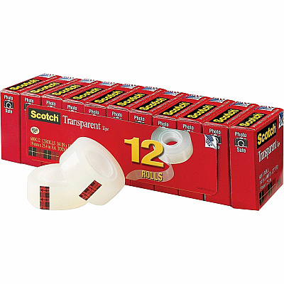 Scotch Transparent Tape - 3/4"W (MMM600K12)