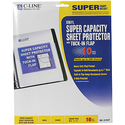 C-Line Super Capacity Super Heavyweight Vinyl Sheet Protectors with Tuck-In Flap (CLI61027)