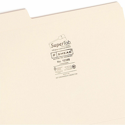 Smead SuperTab 1/3 Tab Cut Letter Recycled Top Tab File Folder (SMD10395)