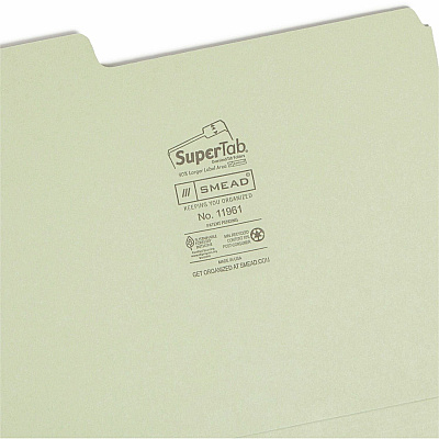 Smead SuperTab 1/3 Tab Cut Letter Recycled Top Tab File Folder (SMD11961)