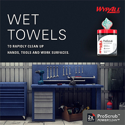 Wypall PowerClean ProScrub Heavy Duty Wet Towels (KCC58310)