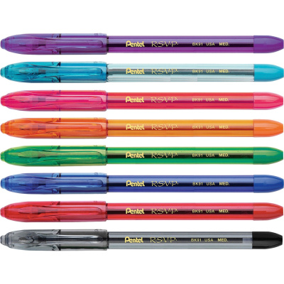 Pentel R.S.V.P. Multi Pack Stick Ballpoint Pens (PENBK91CRBP8M)