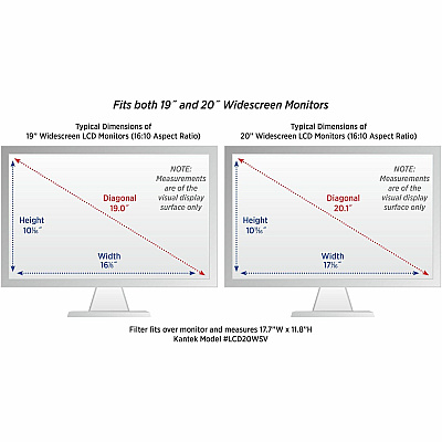 Kantek LCD Privacy Antiglare Wide-screen Filter Silver (KTKLCD20WSV)