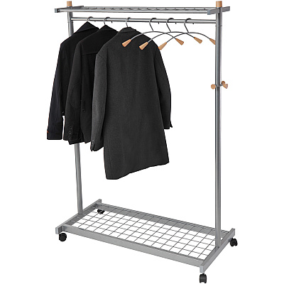 Alba 2-shelf Mobile Chrome Coat Rack (ABAPMLUX6)