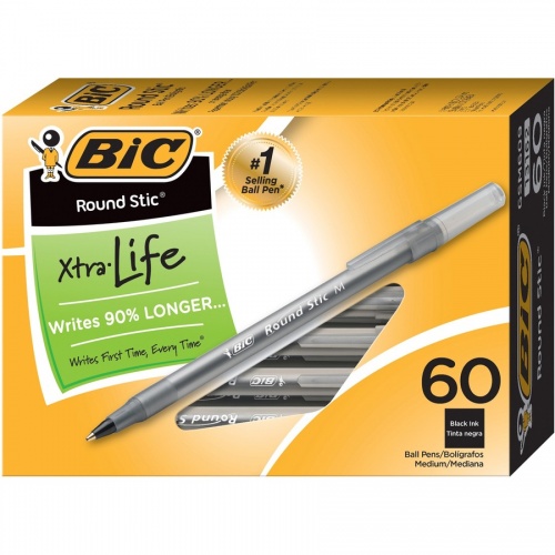 BIC Round Stic Ballpoint Pens (GSM609BK)